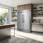 60 Fridge Freezer Combo in stainless steel placed indoors