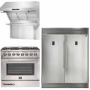 Forno Appliance Package - 36 Inch Dual Fuel Range, Range Hood, 60 Inch Refrigerator, FRHWM-FFSGS6156-36