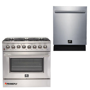 Forno Appliance Package- 36 Inch Gas Range, Dishwasher, FDWBI-FFSGS6244-36 - MyBBQDirect