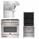 Forno Appliance Package - 36 Inch Gas Range, Wall Mount Range Hood, Microwave Drawer, 6661-FFSGS6244-36