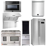 Forno Appliance Package - 48 Inch Dual Fuel Range, Range Hood, Built-In Refrigerator, Microwave Drawer, Dishwasher, Wine Cooler, 33SB-FFSGS6156-48 - MyBBQDirect