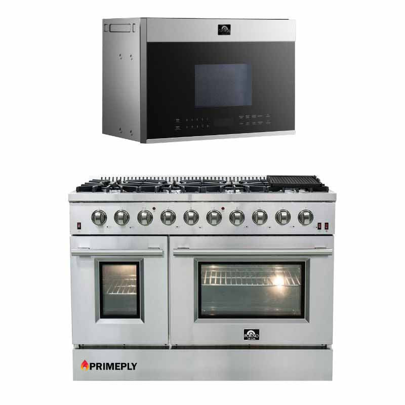 Forno Appliance Package - 48 Inch Gas Range, Microwave Capriolo 24", FOTR-FFSGS6244-48 - MyBBQDirect