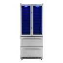 FORNO Campania 32" 120 Bottle Triple Zone French Door Wine Cooler with 2 Beverage Drawers, FWCDR6635-32S