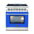 FORNO Capriasca - Titanium Professional 30" Freestanding Dual Fuel 240V Electric Colored Door Oven Range FFSGS6187-30 - PrimeFair