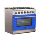 FORNO Capriasca - Titanium Professional 36" Freestanding Colored Door Gas Range FFSGS6260-36