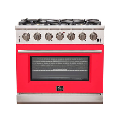 FORNO Capriasca - Titanium Professional 36" Freestanding Colored Door Gas Range FFSGS6260-36