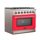 FORNO Capriasca - Titanium Professional 36" Freestanding Colored Door Gas Range FFSGS6260-36