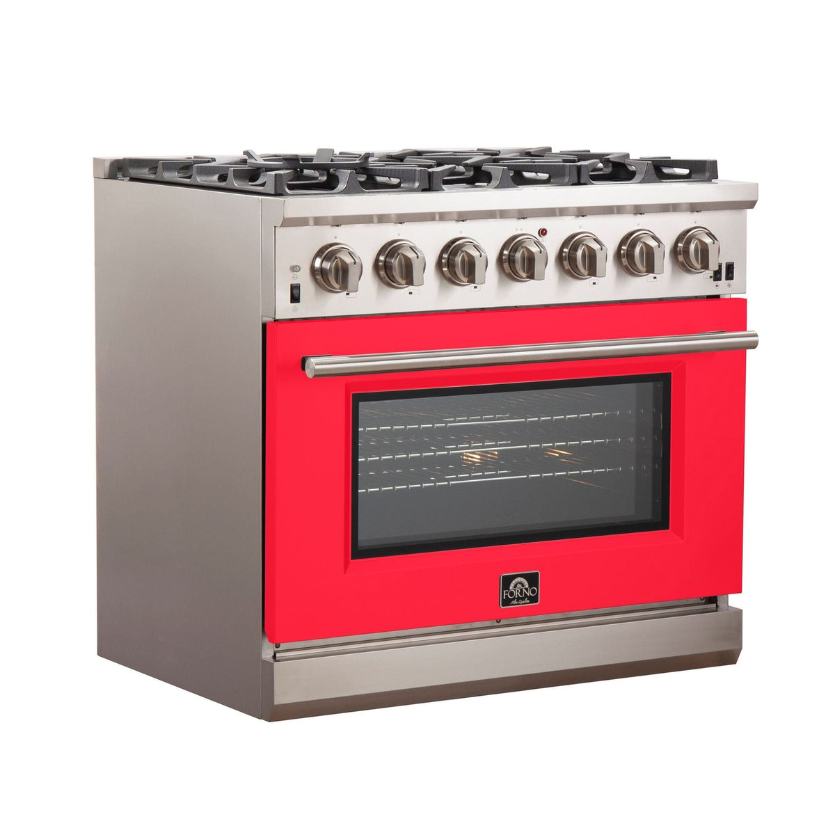 FORNO Capriasca - Titanium Professional 36" Freestanding Colored Door Gas Range FFSGS6260-36