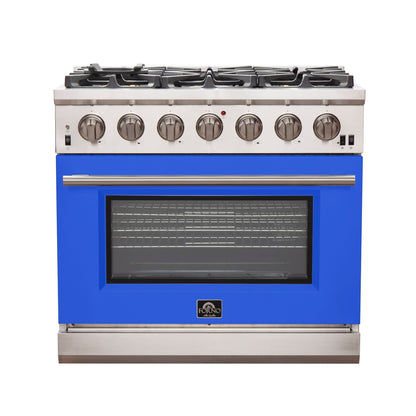 FORNO Capriasca - Titanium Professional 36" Freestanding Colored Door Gas Range FFSGS6260-36