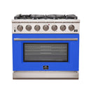 FORNO Capriasca - Titanium Professional 36" Freestanding Colored Door Gas Range FFSGS6260-36