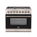 FORNO Capriasca - Titanium Professional 36" Freestanding Dual Fuel Electric 240V Colored Door Oven Range FFSGS6187-36