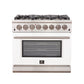 FORNO Capriasca - Titanium Professional 36" Freestanding Dual Fuel Electric 240V Colored Door Oven Range FFSGS6187-36