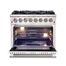 FORNO Capriasca - Titanium Professional 36" Freestanding Dual Fuel Electric 240V Colored Door Oven Range FFSGS6187-36