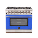 FORNO Capriasca - Titanium Professional 36" Freestanding Dual Fuel Electric 240V Colored Door Oven Range FFSGS6187-36