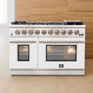 FORNO Capriasca - Titanium Professional 48" Freestanding Colored Door Gas Range FFSGS6260-48WHT