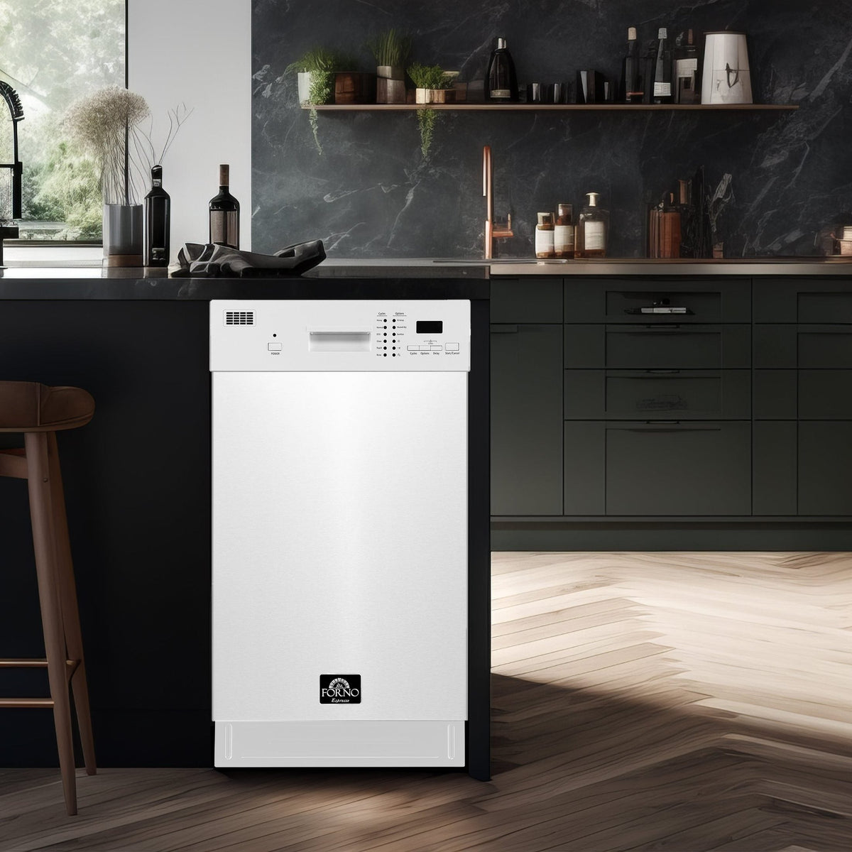 FORNO Espresso Polo 18" Built-in Dishwasher in White, FDWBI8041-18WHT