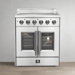 FORNO Galiano 30-Inch French Door Electric Range with Convection Oven in Stainless Steel - FFSEL6917-30