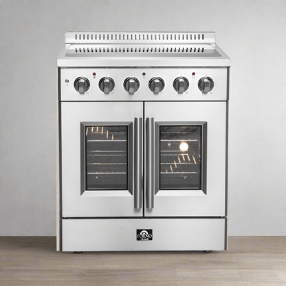 FORNO Galiano 30-Inch French Door Electric Range with Convection Oven in Stainless Steel - FFSEL6917-30