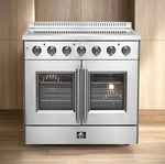 FORNO Galiano 36-Inch French Door Electric Range with Convection Oven in Stainless Steel - FFSEL6917-36