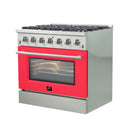 FORNO Vittorio - Gold Professional 36" Freestanding Colored Door Gas Range FFSGS6244-36WHT