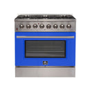 FORNO Galiano - Gold Professional 36" Freestanding Dual Fuel 240V Electric Colored Door Oven Range FFSGS6156-36WHT