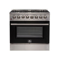 FORNO Galiano - Gold Professional 36" Freestanding Dual Fuel 240V Electric Colored Door Oven Range FFSGS6156-36WHT