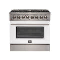 FORNO Galiano - Gold Professional 36" Freestanding Dual Fuel 240V Electric Colored Door Oven Range FFSGS6156-36WHT