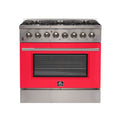 FORNO Galiano - Gold Professional 36" Freestanding Dual Fuel 240V Electric Colored Door Oven Range FFSGS6156-36WHT