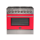FORNO Galiano - Gold Professional 36" Freestanding Dual Fuel 240V Electric Colored Door Oven Range FFSGS6156-36WHT
