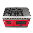 FORNO Vittorio - Gold Professional 48" Freestanding Colored Door Gas Range FFSGS6244-48RED