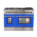 FORNO Galiano - Gold Professional 48" Freestanding Dual Fuel 240V Electric Colored Door Oven Range FFSGS6156-48RED