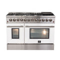 FORNO Galiano - Gold Professional 48" Freestanding Dual Fuel 240V Electric Colored Door Oven Range FFSGS6156-48RED