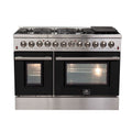 FORNO Galiano - Gold Professional 48" Freestanding Dual Fuel 240V Electric Colored Door Oven Range FFSGS6156-48RED