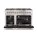 FORNO Galiano - Gold Professional 48" Freestanding Dual Fuel 240V Electric Colored Door Oven Range FFSGS6156-48RED
