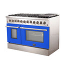 FORNO Galiano - Gold Professional 48" Freestanding Dual Fuel 240V Electric Colored Door Oven Range FFSGS6156-48RED