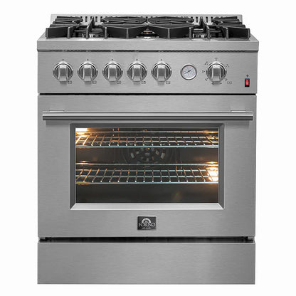 Forno Giovanni 30-inch Gas Range with 5 Gas Burners Convection Gas Oven with Temperature Gauge in Stainless Steel - FFSGS6274-30