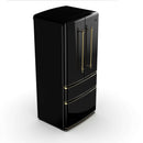 Forno Luigi 33" 18 cu. ft. French Door Refrigerator in Black with Antique Brass Handles, FFFFD1791-33BLK