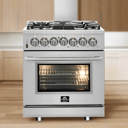 FORNO Massimo 30-Inch Freestanding Dual Fuel Range in Stainless Steel - FFSGS6125-30