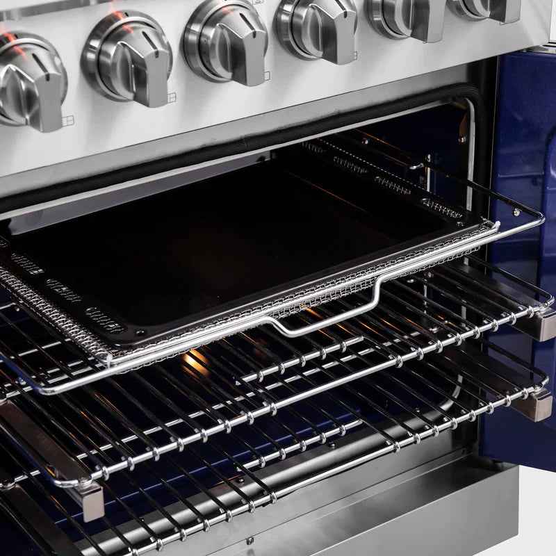 FORNO Massimo 30-Inch Freestanding French Door Gas Range in Stainless Steel - FFSGS6439-30