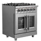 FORNO Massimo 30-Inch Freestanding French Door Gas Range in Stainless Steel - FFSGS6439-30