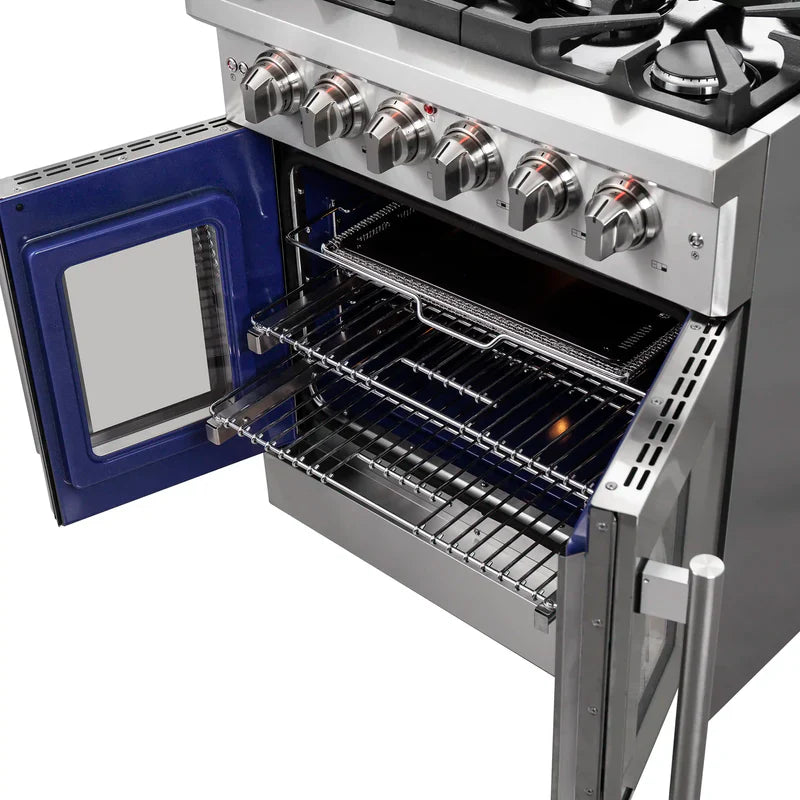 FORNO Massimo 30-Inch Freestanding French Door Gas Range in Stainless Steel - FFSGS6439-30