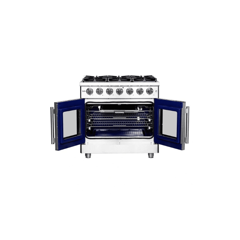 FORNO Massimo 36-Inch Freestanding French Door Gas Range in Stainless Steel - FFSGS6439-36