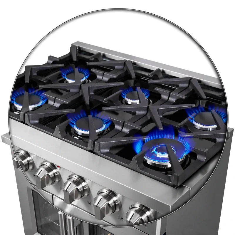 FORNO Massimo 36-Inch Freestanding French Door Gas Range in Stainless Steel - FFSGS6439-36