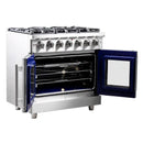 FORNO Massimo 36-Inch Freestanding French Door Gas Range in Stainless Steel - FFSGS6439-36