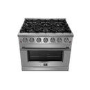 FORNO Massimo 36-Inch Freestanding Gas Range in Stainless Steel - FFSGS6239-36
