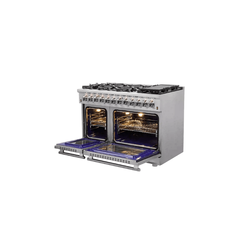 FORNO Massimo 48-Inch Freestanding Dual Fuel Range in Stainless Steel - FFSGS6125-48