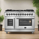 FORNO Massimo 48-Inch Freestanding French Door Dual Fuel Range in Stainless Steel - FFSGS6325-48