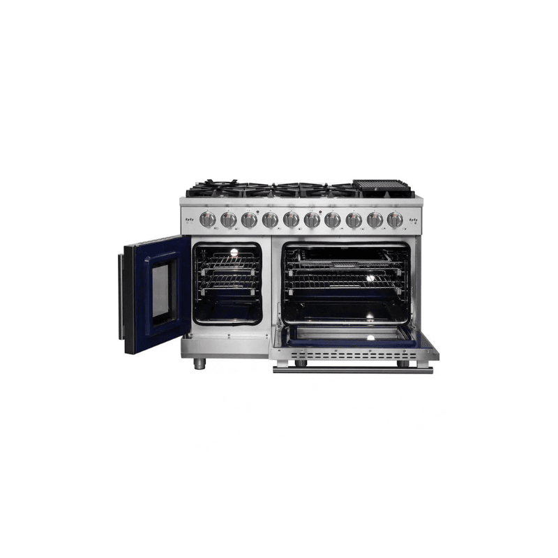 FORNO Massimo 48-Inch Freestanding French Door Gas Range in Stainless Steel - FFSGS6439-48