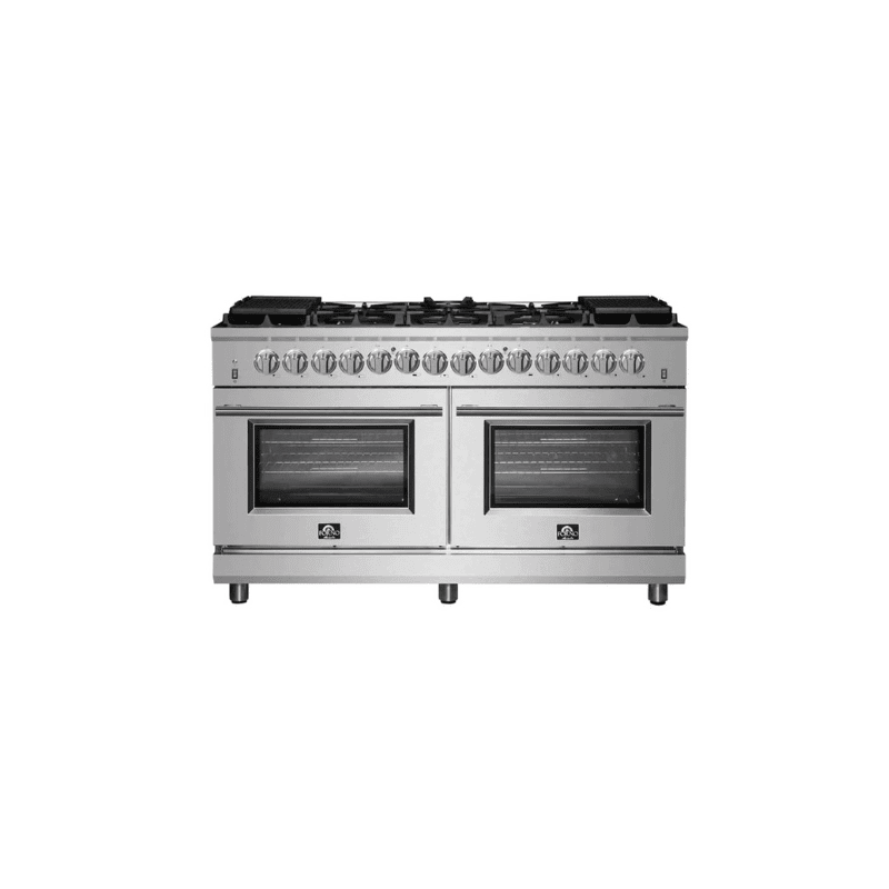 FORNO Massimo 60-Inch Freestanding Dual Fuel Range in Stainless Steel - FFSGS6125-60