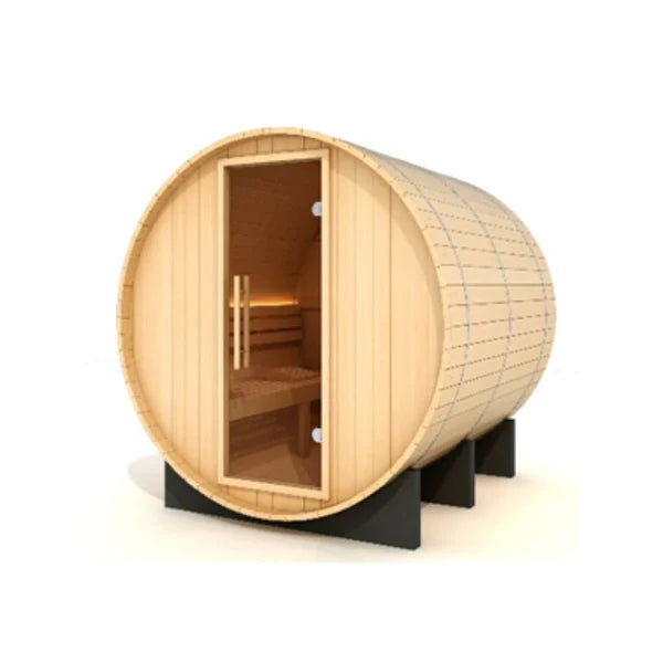 GOLDEN DESIGNS "AROSA" 4 PERSON BARREL TRADITIONAL STEAM SAUNA - PACIFIC CEDAR GDI-B004-01